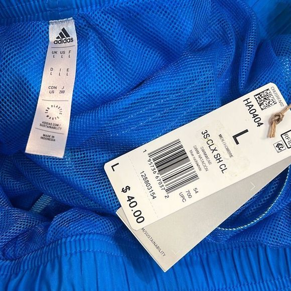 Adidas CLASSIC-LENGTH 3-STRIPES SWIM SHORTS-NWT-Men Large - Picture 4 of 5